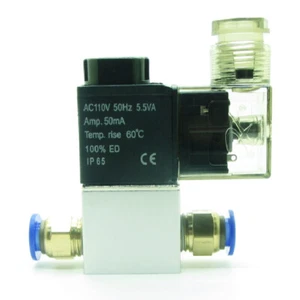 Pneumatic Air Solenoid Valve AC110V NC + 6mm Fittings 2 Way 2 Position 2V025-08 - Picture 1 of 10