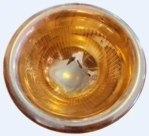 Vintage Federal Rolled Rim Ribbed Marigold Carnival Glass Footed Mixing Bowl - Picture 1 of 5