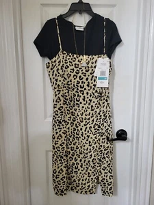 Rare Editions Girl's Cheetah Print Jumper Knit Black Shirt Short Sleeve Size 16 - Picture 1 of 12