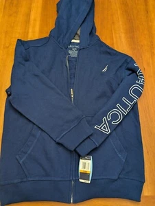 NWT Nautica Boys Zip Up Navy Sweatshirt Signature Logo Design ,S(8) - Picture 1 of 6