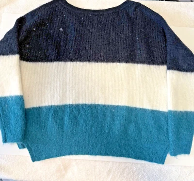 Juicy Couture Sweater Womens XL Blue Multi Fuzzy Mohair Blend Boxy Relaxed - Image 1 of 4