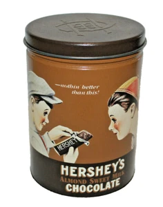 VTG 1983 COLLECTIBLE HERSHEY’S ALMOND SWEET MILK CHOCOLATE 6" CANISTER TIN - Picture 1 of 6