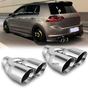 Dual Exhaust Tips 2.5" In 3.5" Out 9.5" Double Wall Stainless For VW Golf GTI R - Picture 1 of 21