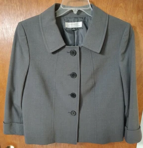 Tahari ASL size 14 gray 4-button gray blazer cuffed 3/4 sleeves - Picture 1 of 5