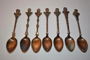 7 Vintage Canadian Prime Ministers Dutch Silver Plated Spoons Holland 1960s Ex - Picture 1 of 7