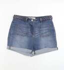 Papaya Womens Blue Cotton Mom Shorts Size 10 Regular Zip