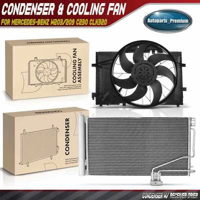 Kit de montagem de condensador CA e ventilador de refrigeração para Mercedes-Benz W203/209 C230 CLK320 - Imagem 1 de 4