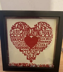 Love Wording Heart With Gems In Frame Perfect Gift For Loved One Hand Made Craft - Picture 1 of 3
