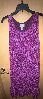 Vestido recto vintage Dani Michaels púrpura estampado flora sin mangas para mujer talla 14 Foto 1 de 4
