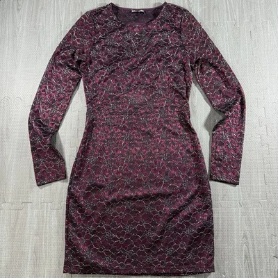 Экспресс длинным рукавом цветочный кружева обтяжку платье женский размер маленький сливы и серебра - Изображение 1 из 4