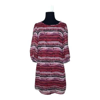 Speechless Red Black Striped Print Lined Exposed Back Zipper Mini Dress size 3/S - Image 1 of 4