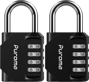 Puroma 2 Pack Combination Lock for Locker 4 Digit Outdoor Waterproof Padlock - Picture 1 of 7