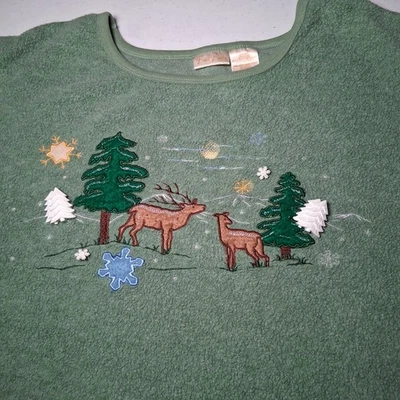 Vintage Bobbie Brooks Fleece Sweatshirt Plus Size 26/28 Winter Deer Snow - Image 1 of 4