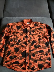 Vintage Deerskin Chamois Button Shirt Jacket Size XL Orange Camouflage USA! RARE - Picture 1 of 17