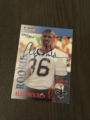 1996 Pro Line II Memorabilia Rookie Autographs /1320 ALEX MOLDEN Signed Auto RC - Image 1 of 3