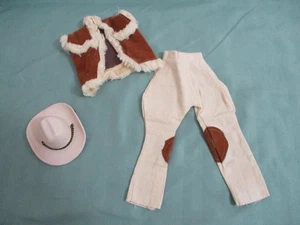 Barbie/fashion doll brown/white western style vest riding pants w/ hat - Picture 1 of 2