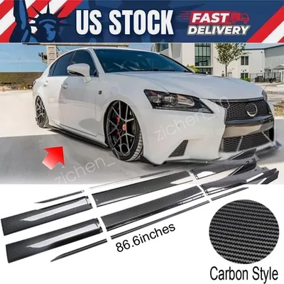 For Lexus GS350 GS450h F 86.6" Carbon Style Side Skirts Rocker Panel Lip - Изображение 1 из 4
