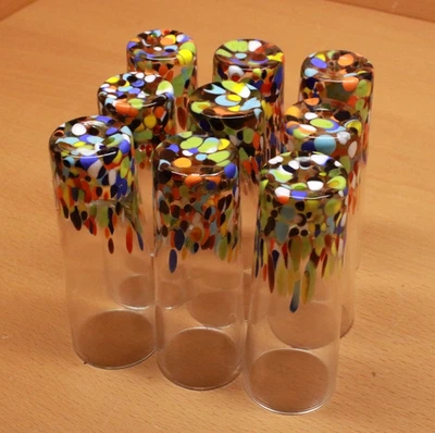Lote de 9 vasos de chupito - Home Studio multicolor confeti Baja vidrio soplado a mano Foto 1 de 4
