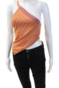 Zara Damen Cropped Tank Orange Azteken Baumwollmischung Reißverschluss Größe L - Bild 1 von 6