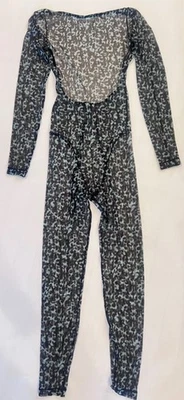 Body Adam Selman Muestra Deportiva Malla Transparente Espalda Abierta Traje de Gato Estampado Animal XS Foto 1 de 3
