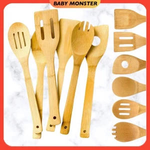 Juego de utensilios de cocina de bambú 6 piezas - cuchara de cocina de madera y espátula herramientas mezcladoras - Imagen 1 de 7