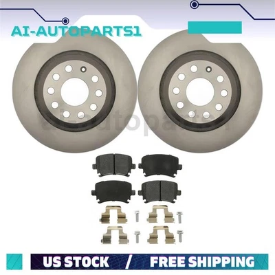 For 2008 2009 2010 2011 2012 Audi S3 Rear Brake Rotors + Brake Pads Kit - Image 1 of 4
