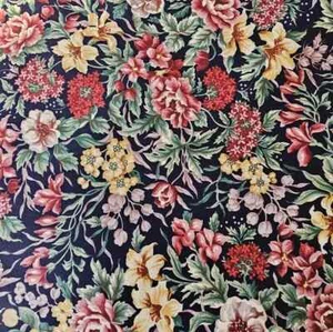 House And Home dunkelblau Blumenmuster Polsterstoff 5 Yard X54 - Bild 1 von 3