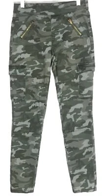 Pantalón Justice (Talla 12) Niña Camuflado Verde Pull On Elastizado Ajustado Cremalleras Foto 1 de 4