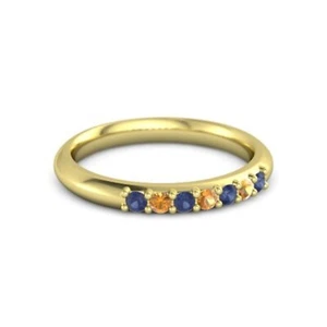Birthday Gift For Her Blue Sapphire Gemstone Eternity Ring Size 7 925 Silver - Picture 1 of 13