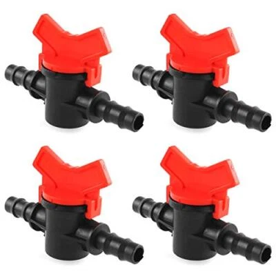 Barbed Ball Valve 4PCS 3/8-Inch ID in-Line Shut-Off Switch with Hose Barb - Image 1 of 4
