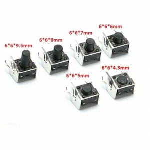 Tact Switch Right Angle With Stents 6x6x4.3/5/6/7/8/9.5mm 2Pin Button Switch - Picture 1 of 3