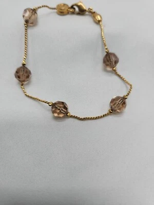 Genuine Swarovski Gold Tone Light Amber Crystal Lobster Clasp Swarovski Logo  - Image 1 of 4