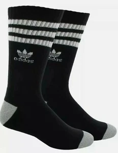 1 PAR DE CALCETINES CREW ADIDAS TREFOIL PARA HOMBRE. BLANCO Y NEGRO. ZAPATOS TALLA 6-12  - Imagen 1 de 1