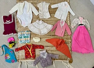 Vintage Lot of 14 Barbie Doll Clothes Mattel & Clone Dresses Pants Shirts etc. - Picture 1 of 5