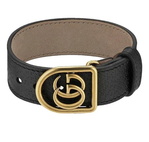 Gucci Bracciale Donna Marmont Double G Pelle Nera