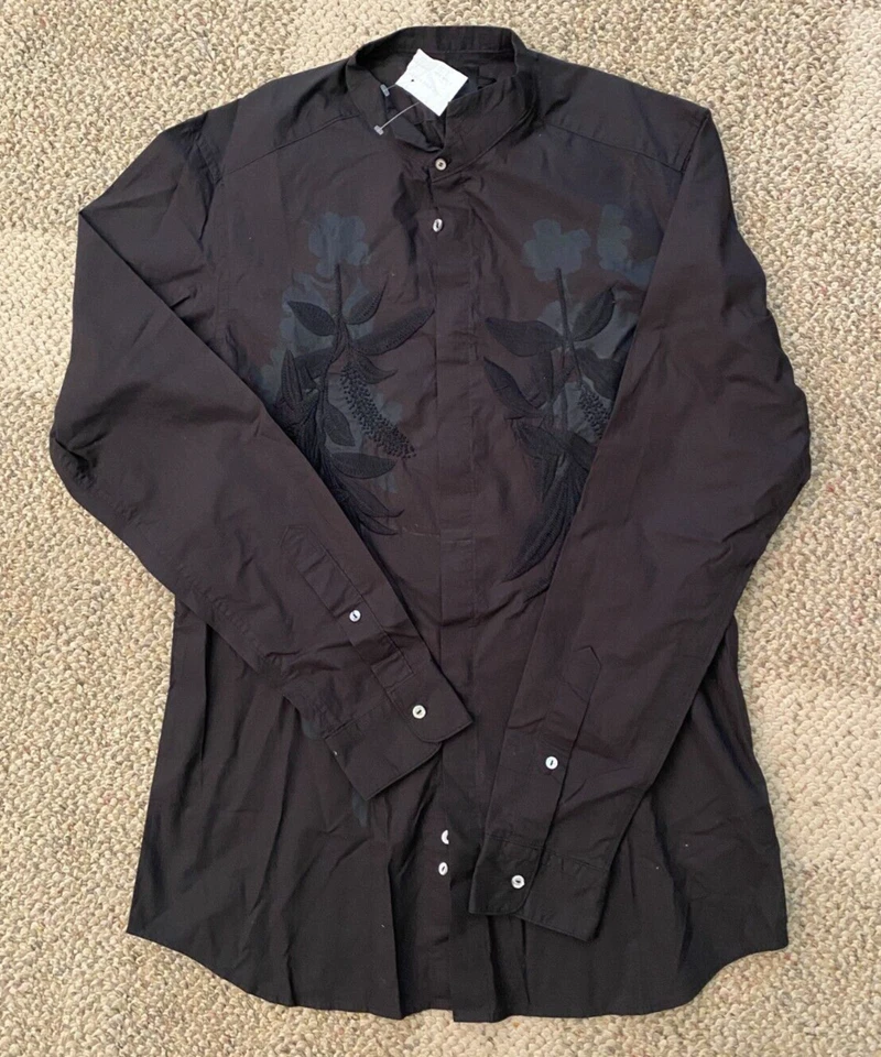 Camisa de botones para hombre Diesel Black Gold Talla negra 46 (pequeña) 100% algodón Foto 1 de 3