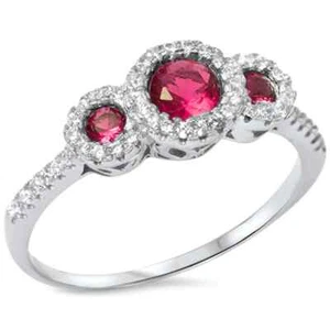 Ruby & cubic zirconia  .925 sterling silver ring - Picture 1 of 1