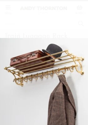Brass Antique French Coatrack  Luggage Rack Train Wall Mounted Rack - Image 1 of 3
