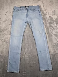 Men’s Hollister Jeans 34x34 Light Blue Denim Slim Stright Whiskering - Picture 1 of 10
