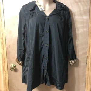 Kate Kasin Black Lightweight Rain Coat Waterproof Hooded Size 3XL NEW - Picture 1 of 4