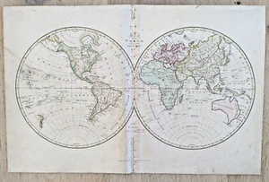 Map of the World From the Latest Discoveries Wilkinson 1794 Hemisphere Americas - Picture 1 of 3