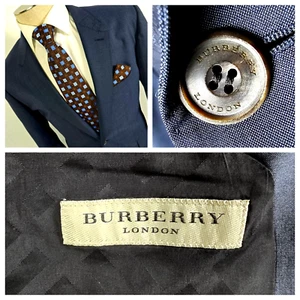 Recent Burberry London Mohair Wool Blazer Blue Sharkskin Nova Check Lining 42R - Picture 1 of 9