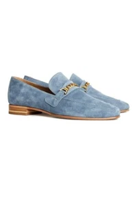 Zapatos de vestir mocasines de gamuza azul claro hechos a mano para hombre, zapatos mocasines de oficina - Imagen 1 de 3