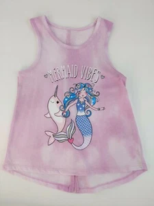 Girls Mermaid Vibes Tank Top Shirt Light Purple Tie-Dye NEW XS 4-5 S 6-7 - Picture 1 of 5