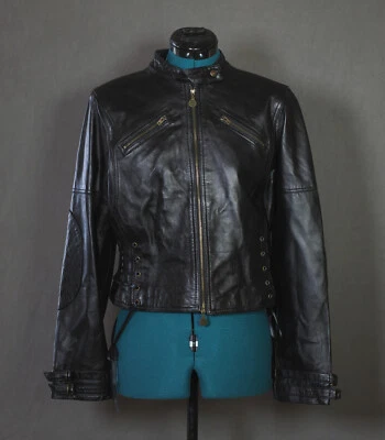 Jaqueta estilo moto feminina de couro genuíno marca Thalia Sodi - Imagem 1 de 4