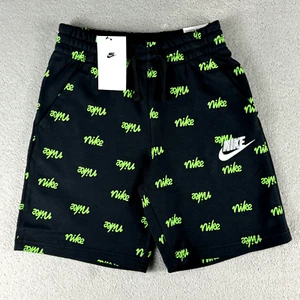 Nike Sportswear Boys Fleece Printed Shorts DD1699-010 Black/Green Size Large - Picture 1 of 6
