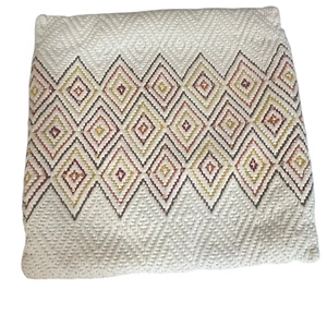 Pier 1 Decorative Throw Pillow Cover Embroidered Southwest Aztec Cream 15" x 15" - Picture 1 of 7