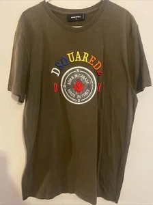 Made in Italy Dsquared2 Crew T-Shirt XL Khaki Compass Born In Canada - Picture 1 of 5