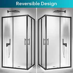 Black Sliding Shower Screen 900/1000/1200mm and Base Adjustable Size Enclosure - Picture 1 of 37
