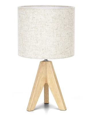 Lámpara de noche EDISHINE Boho compacta trípode de madera pantalla de lino interruptor de encendido/apagado Foto 1 de 4